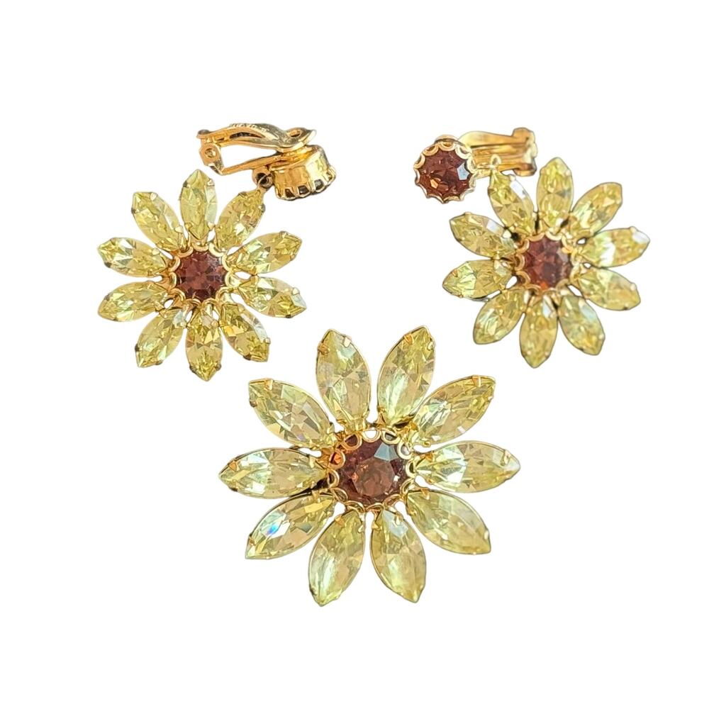 Vintage B David Brooch And Clip Earrings Set
